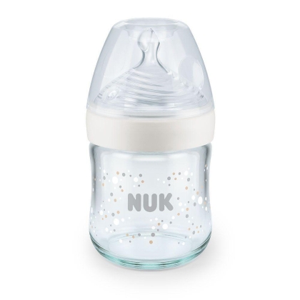 Стъклено шише със силиконов биберон NUK Nature Sense TC,120 мл