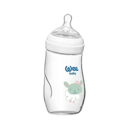 Извито стъклено шише Wee Baby Natural, 260 мл