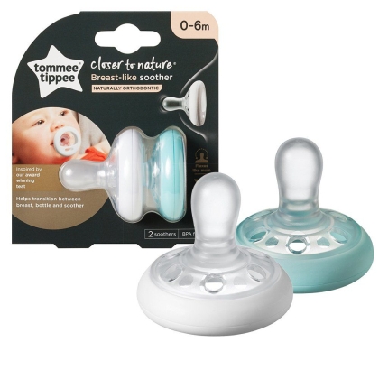 Ортодонтични залъгалки Tommee Tippee Breast Like, 0-6месеца, 2 бр