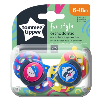 Ортодонтични залъгалки Tommee Tippee Fun Style, 6-18 месеца, 2 бр