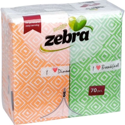 Салфетки Zebra Easy Open, 70 бр