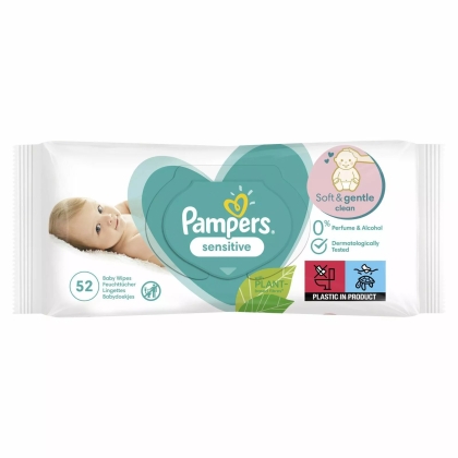 Бебешки мокри кърпи Pampers Sensitive, 52 бр