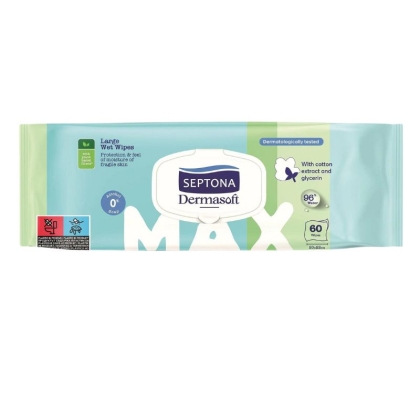 Мокри кърпи Septona Dermasoft Max, 60 бр