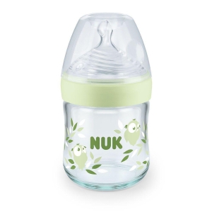 Стъклено шише със силиконов биберон NUK Nature Sense TC,120 мл