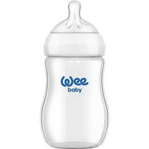 Бебешко стъклено шише с широк биберон Wee Baby Natural, 250 мл