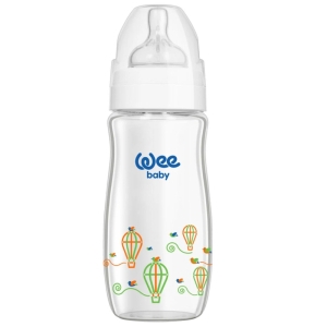 Бебешко стъклено шише Wee Baby Classic Plus, 280 мл