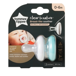 Ортодонтични залъгалки Tommee Tippee Breast Like, 0-6месеца, 2 бр